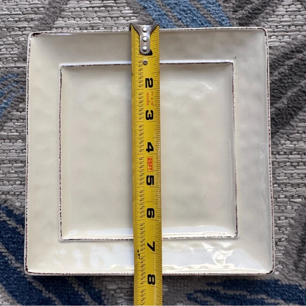 Pier 1 Imports Martillo Crème Brûlée Small Square Plate Set Distressed Off White